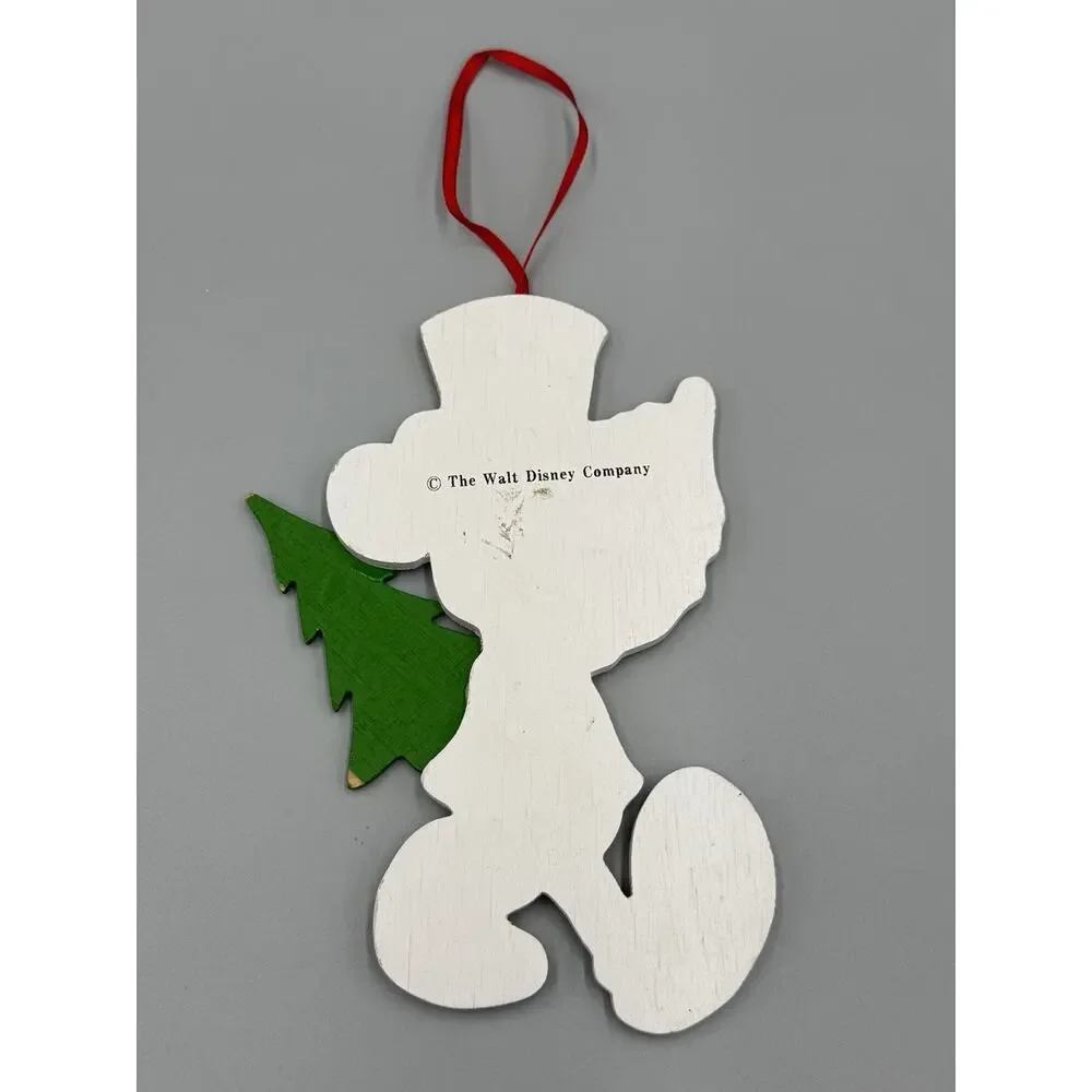 Vintage Mickey Mouse Carrying Tree Ornament The Walt Disney Company Wooden READ‎